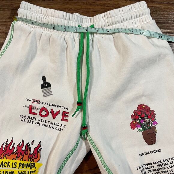 Forever 21 x Ron Bass Embroidered Sweatpant Black Is Power Colorful Women S FLAW - Picture 3 of 7